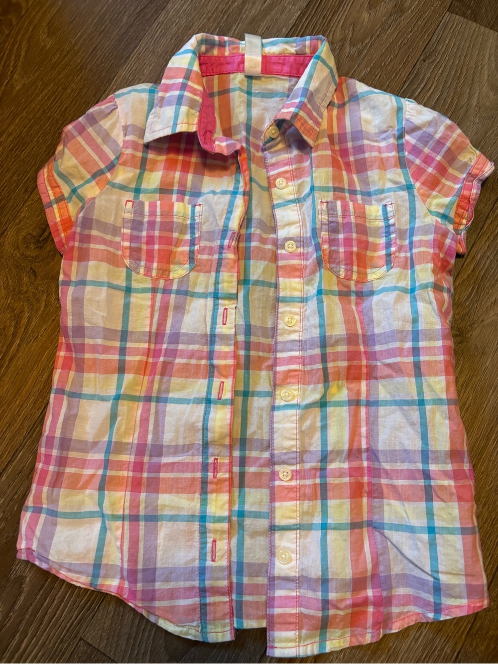 Cherokee Multi-Color Plaid Short-Sleeve Button-Down Shirt